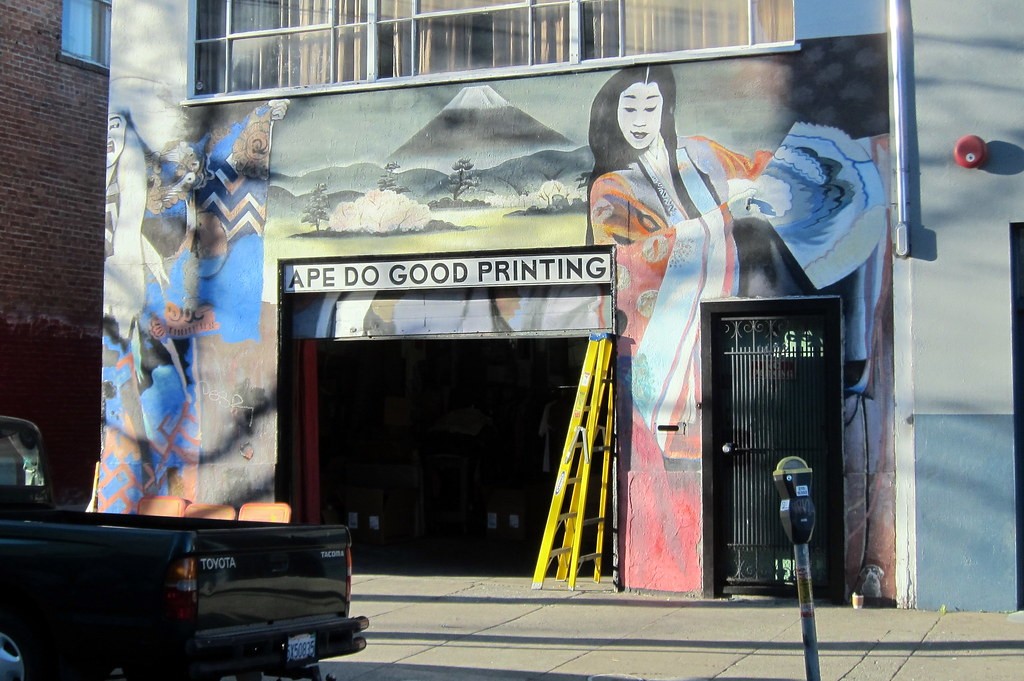 Ape Do Good Printing storefront mural