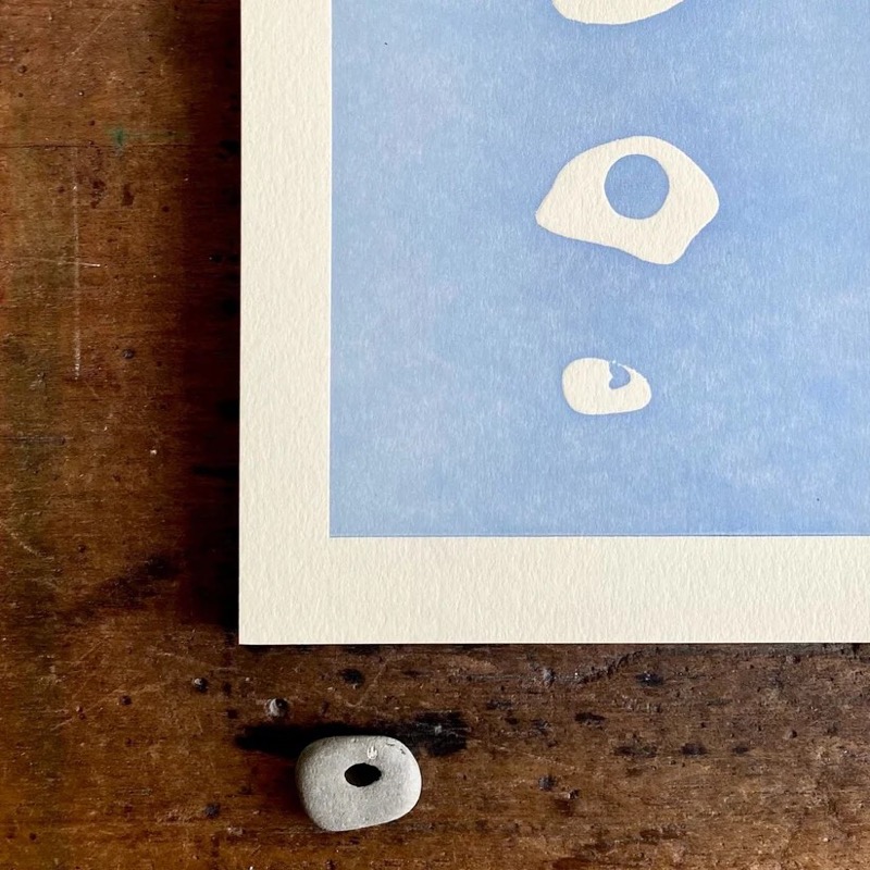 Blue letterpress art print