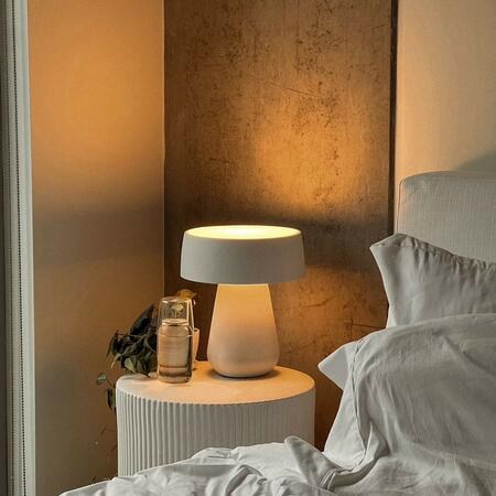 Gantri lamp on a bedside table