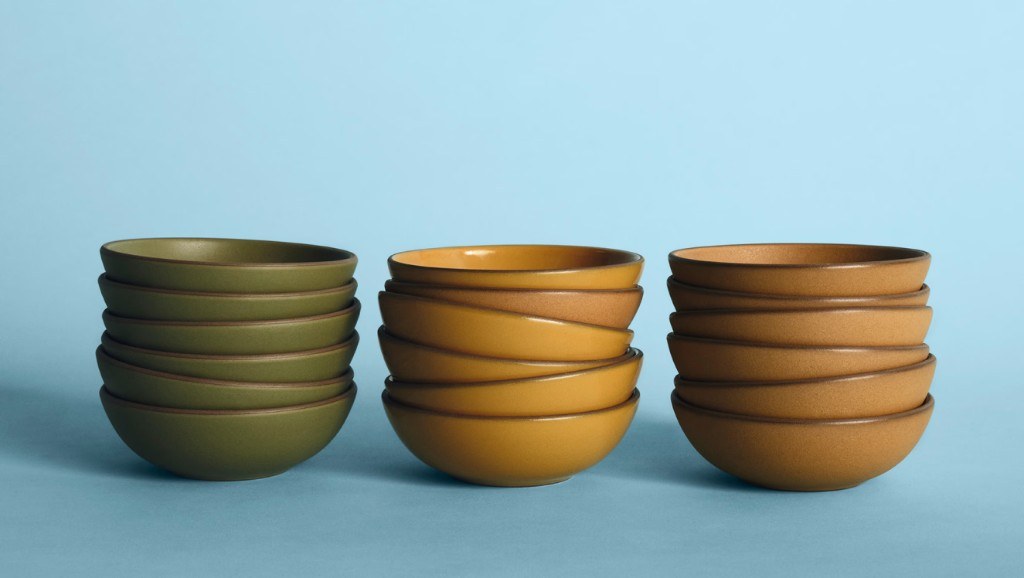 Stacked Heath bowls in earth tones