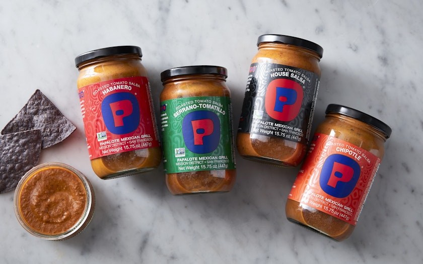 The four Papalote salsa varieties on marble