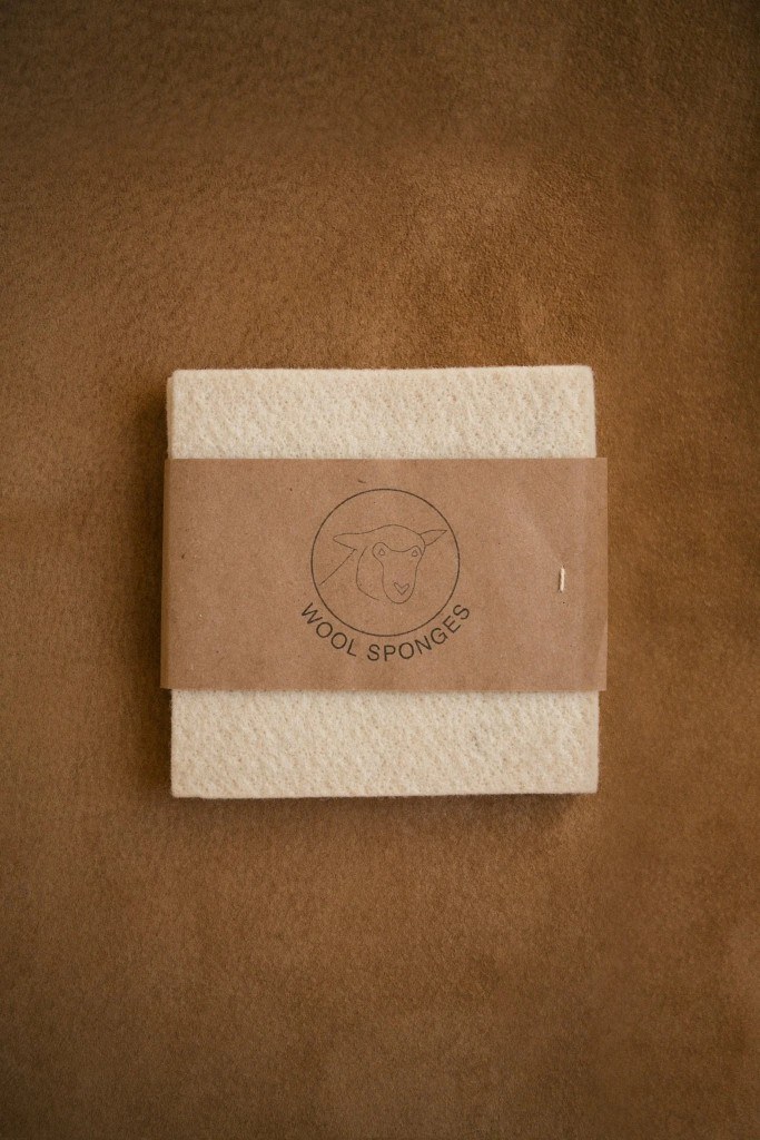 Wool sponges in kraft wrap