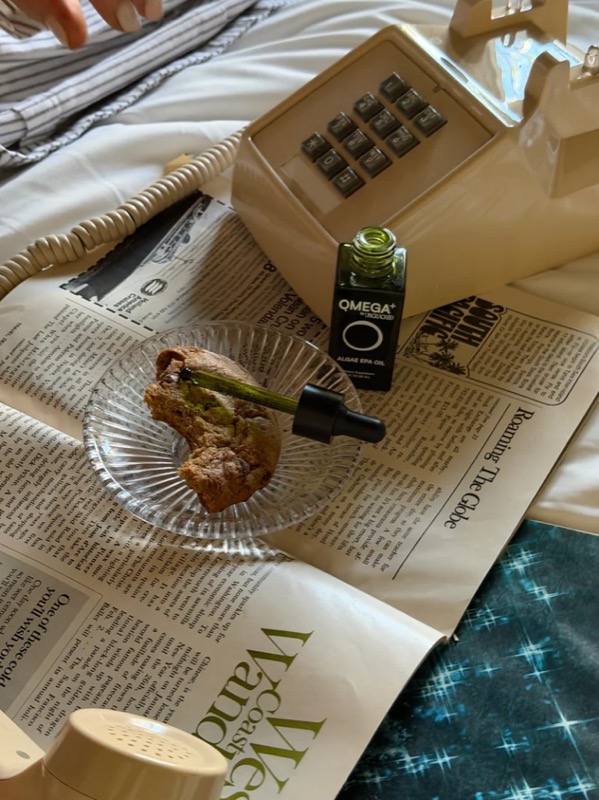 Omega+ algae EPA oil on a cookie